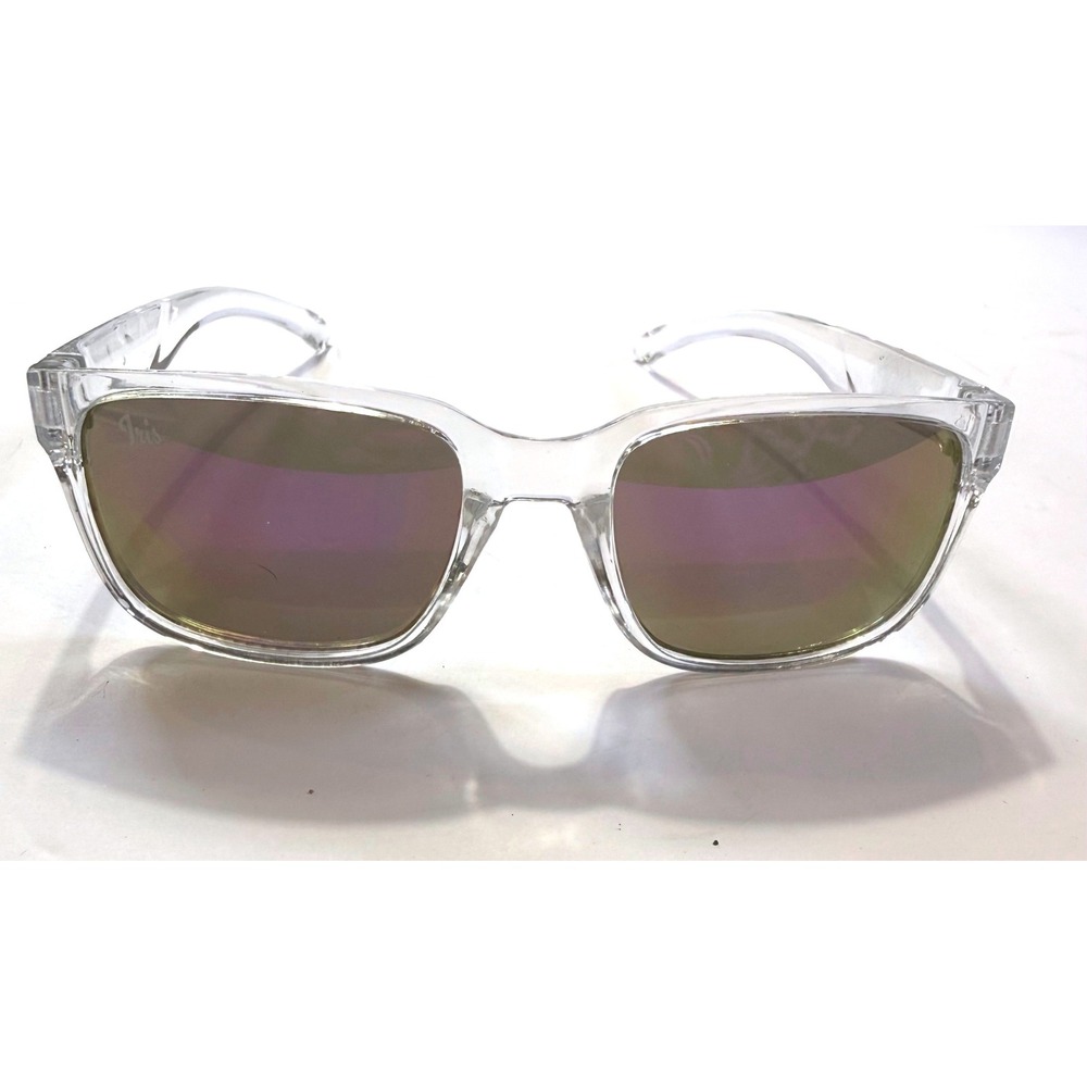 Iris Sunglasses Clear Frame Purple Gold Mirrored Lens Square Unisex Streetwear